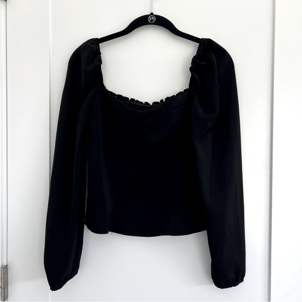 Commense Black Smocked Bustier Top